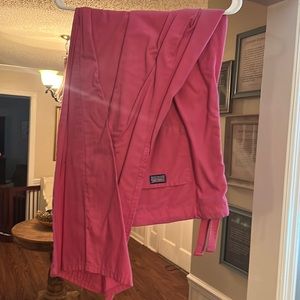 Pink drawstring scrub pants, 3X